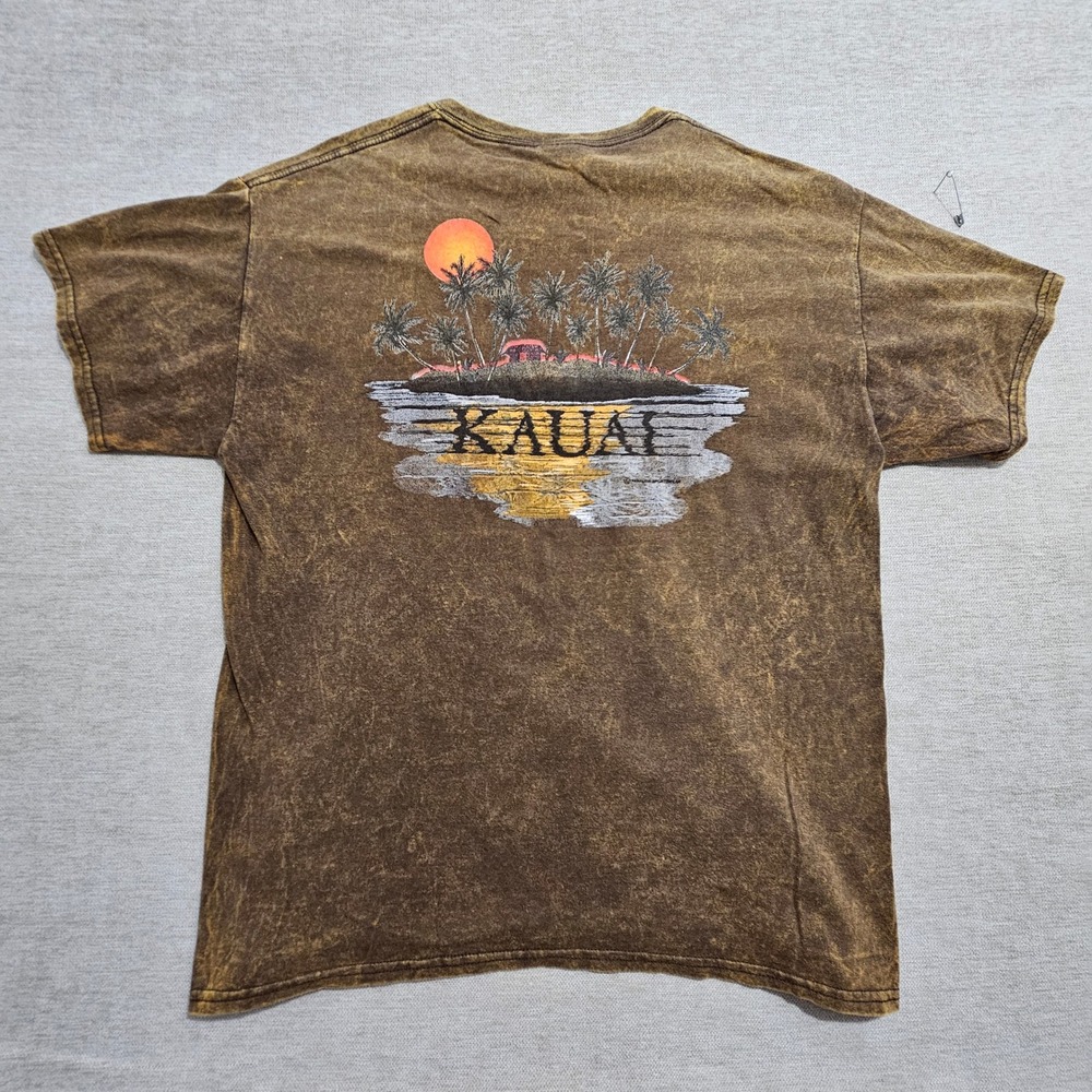 Gildan Vintage T-Shirt Large Acid Wash Kauai Hawaii Original Red Dirt Graphic